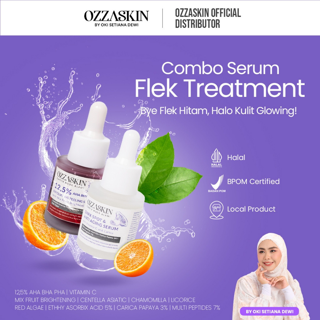 Cute Store  OZZASKIN Combo Darkspot Serum with Vitamin C & Peeling Exfoliating Serum by Oki Setiana 