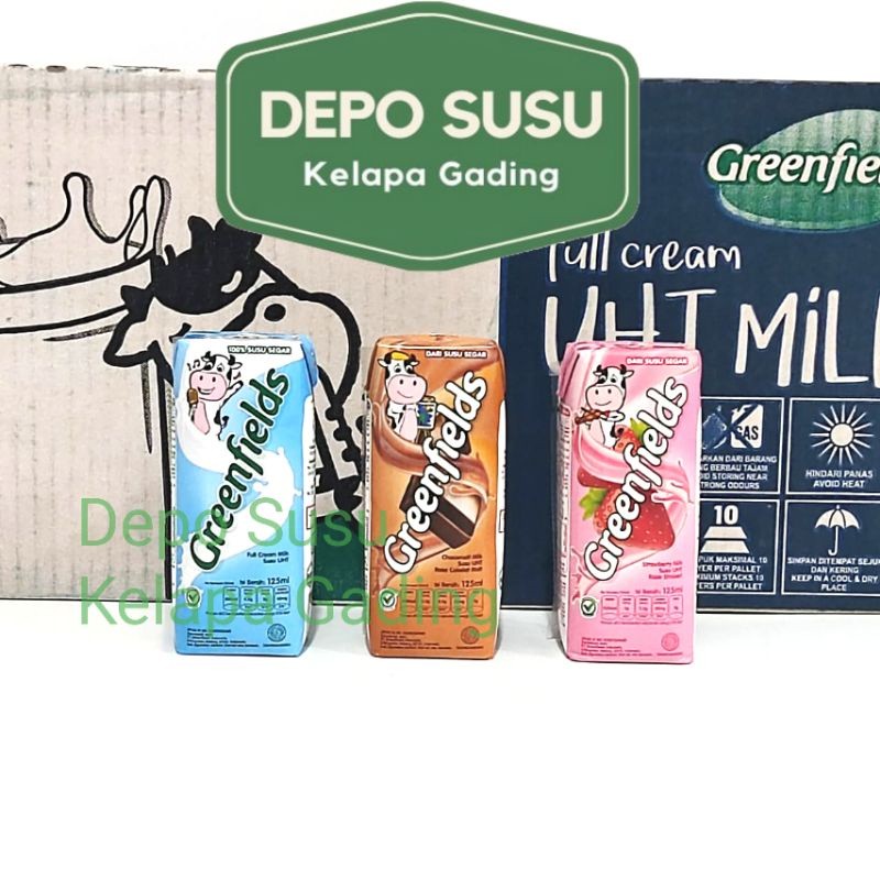 

Susu Greenfields UHT 105 ml X 40pcs All Varian | Full Cream Coklat Strawberry Plain 105ml Greenfield Choco Malt Chocolate Milk Chocomalt 125ml 125