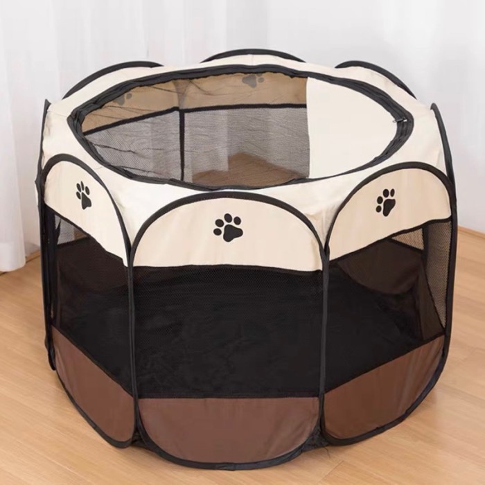 Kandang Lipat Portable - Kandang Kucing Besar- Rumah Kucing Untuk Mel - Cokelat, S