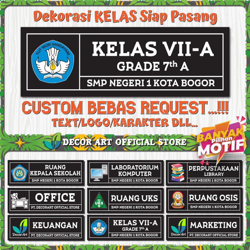 

Custom 30x11 Cm - Papan Nama Siap Pasang Penanda Ruangan Kelas Sekolah Universitas Petunjuk Dll -SGN