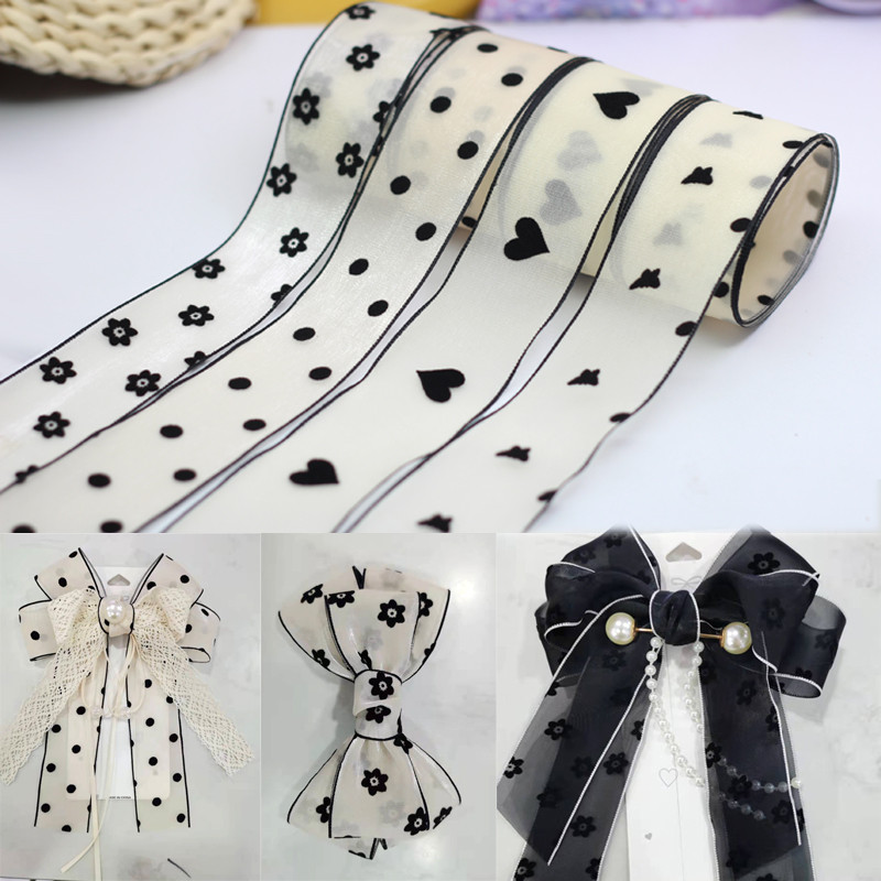 

Pita Ribbon Silk Premium Motif Hati & Bunga Cantik Untuk Hiasan Kue Hadiah Ulang Tahun & Wedding Custom Design 10m