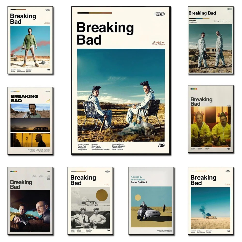 

Pop TV Play Breaking Bad Canvas Art Posters Vintage Wall Decor Walter White Film Stills Prints Painting For Living Room Mural