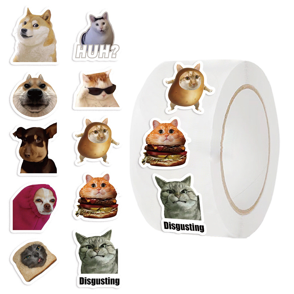 

500pcs/roll Funny Cats Dogs MEME Cartoon Graffiti Stickers DIY Phone Guitar Laptop Notebook Suitcase Waterproof Sticker Kids Toy