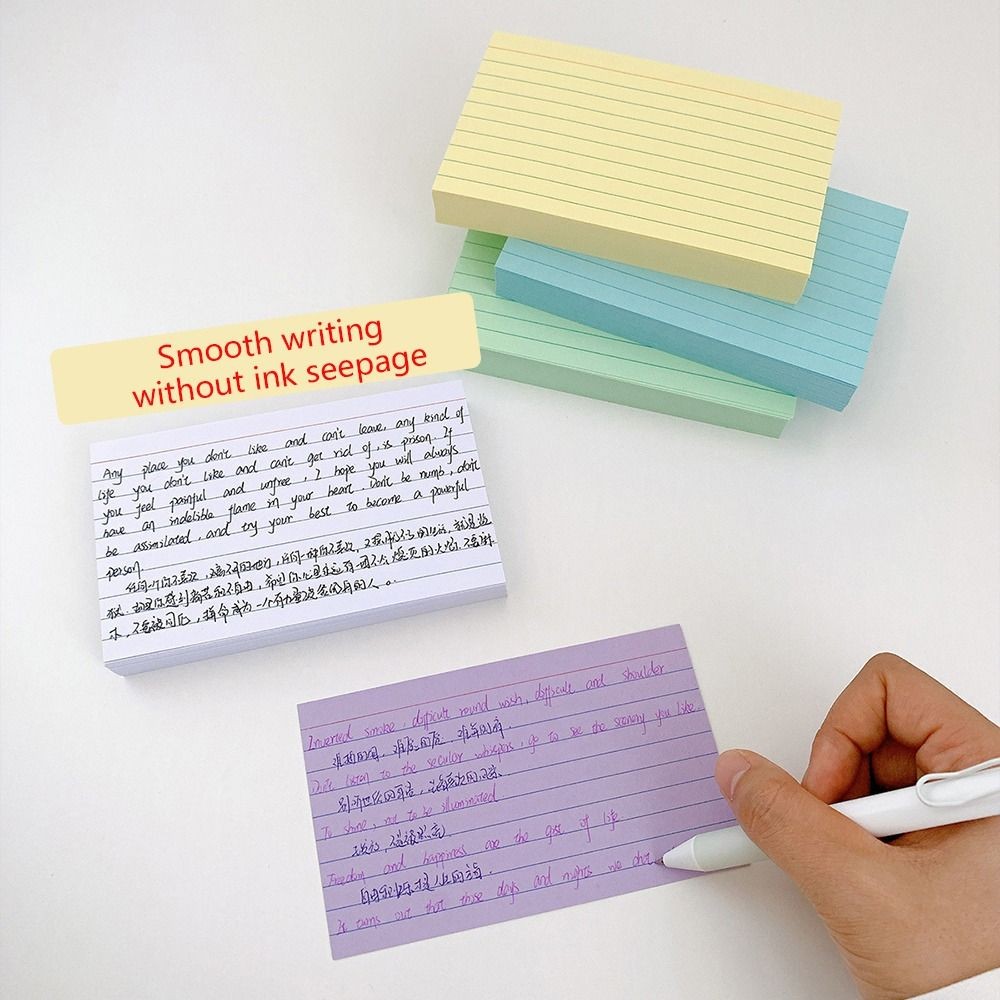 

50 Sheets Colored Index Cards Portable Horizontal Line Notepad Colorful Learning Flashcards DIY Memo Pads Creative Pocket Paper