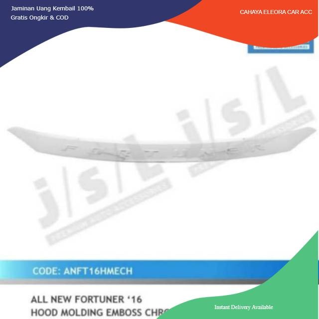 Hood molding all new Fortuner list kap mesin chrome emboss jsl - EMBLEM TULISAN FORTUNER KAPMESIN