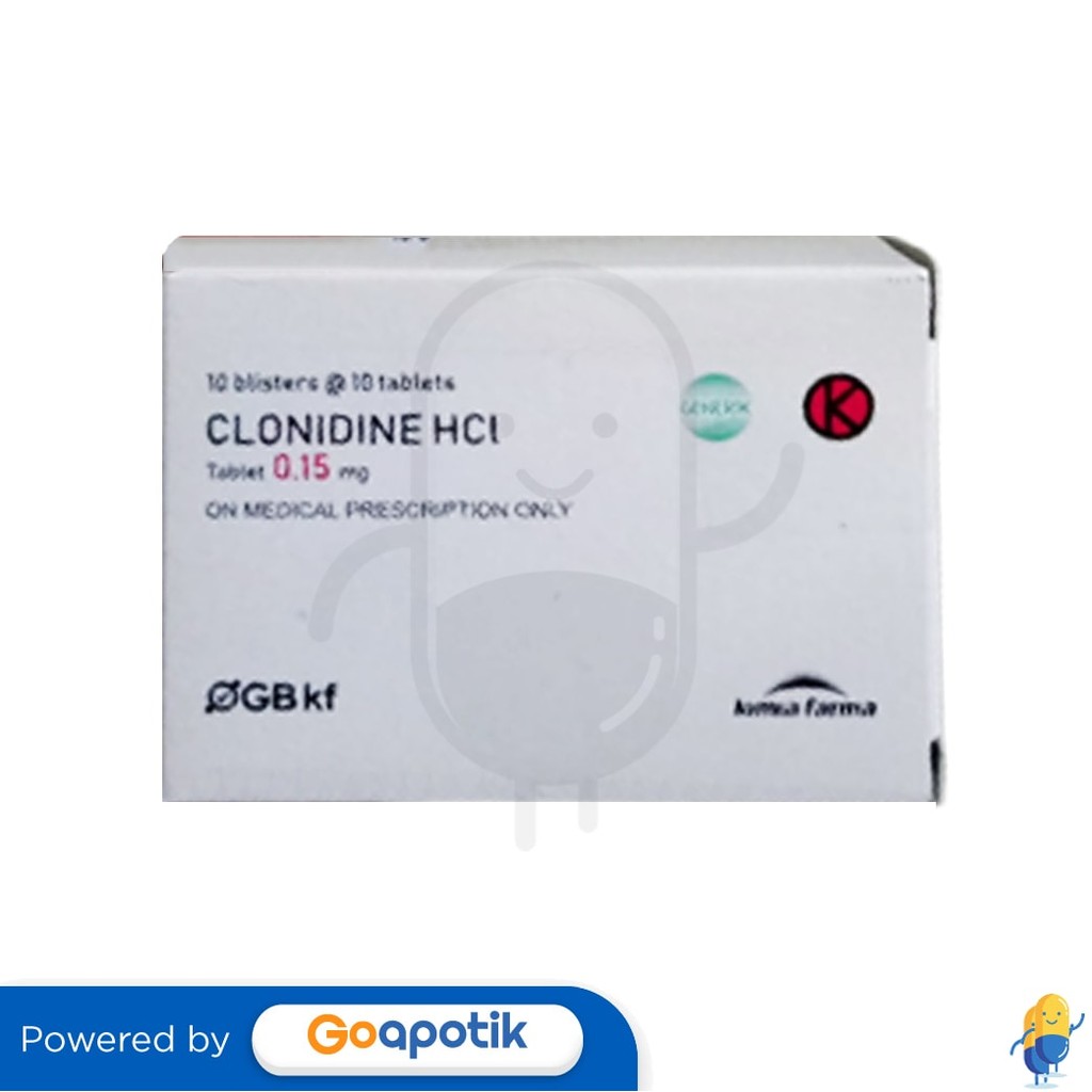 Clonidine Hcl Kimia Farma 0.15 Mg Box 100 Tablet