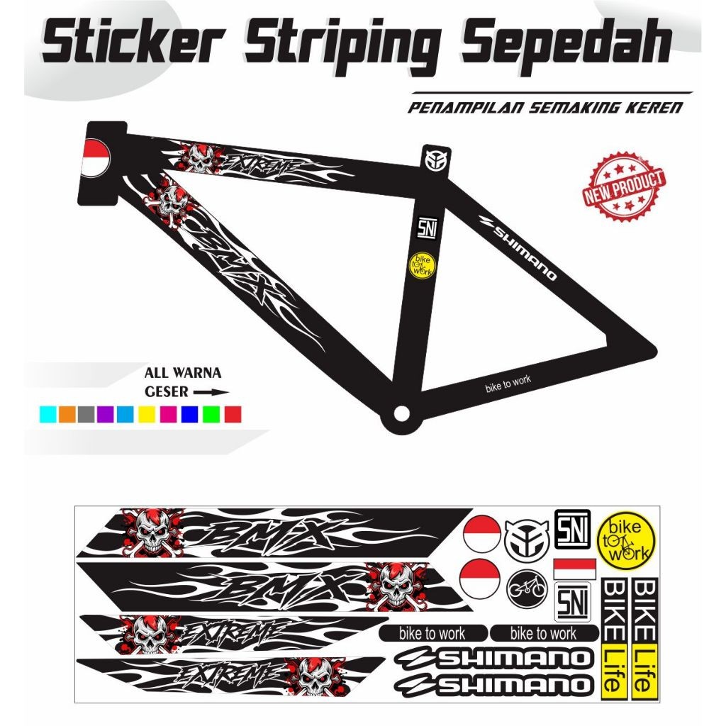 STIKER VARIASI POLET SEPEDAH MOTIF KEREN STIKER STRIPING ALL SEPEDA STICKER