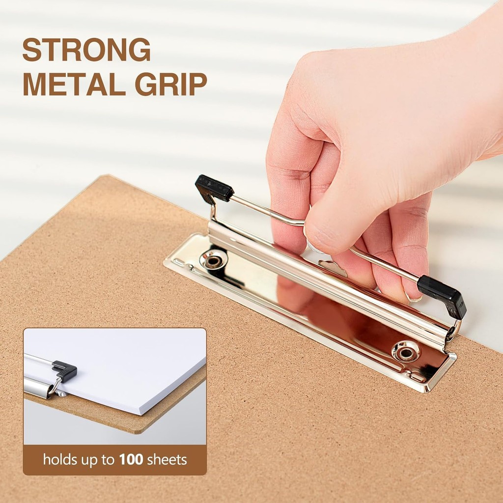 

16Pcs Clipboards Letter Size 9" x 12.5" Eco-Friendly Wood Clip Boards Hardboard for A4 Paper Low Profile Clip for Office, School