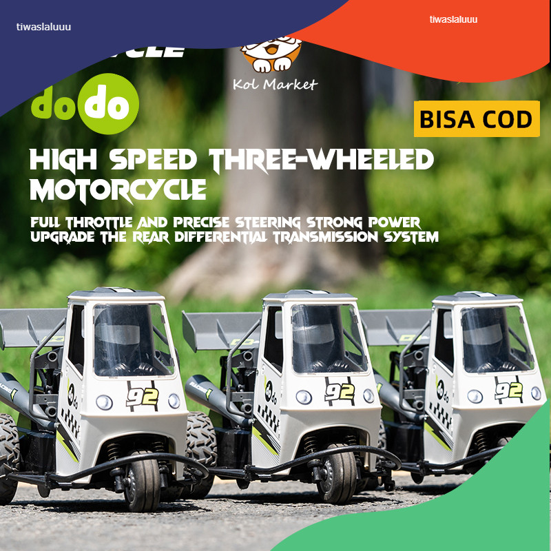Motor RC Emulasi Dengan Semprotan 2.4G Kendali Jarak Jauh Listrik Kecepatan Tinggi Tiga Roda Sepeda 