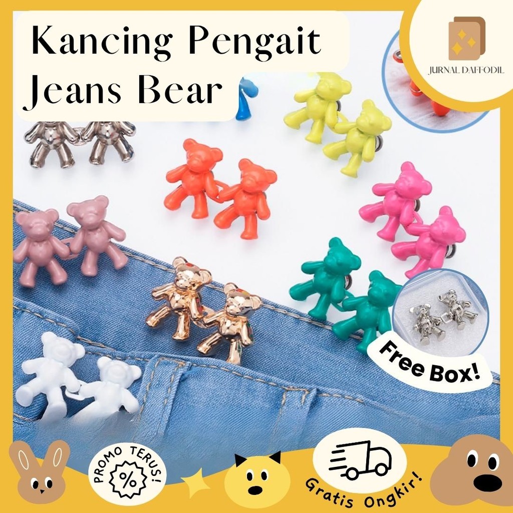 Jurnal Daffodil - Kancing Pengait Jeans Bear Pengecil Jeans Beruang Kancing Celana Jeans Pinggang Pe