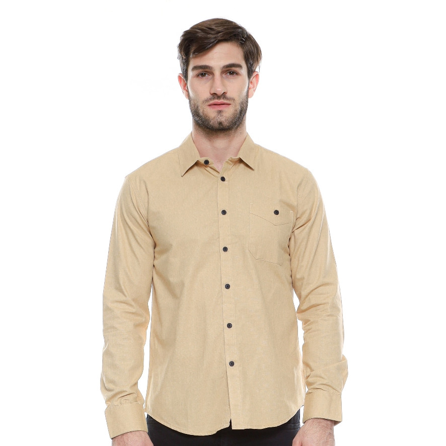 Castles.id Kemeja Coksu Polos Pria Lengan Panjang LS001