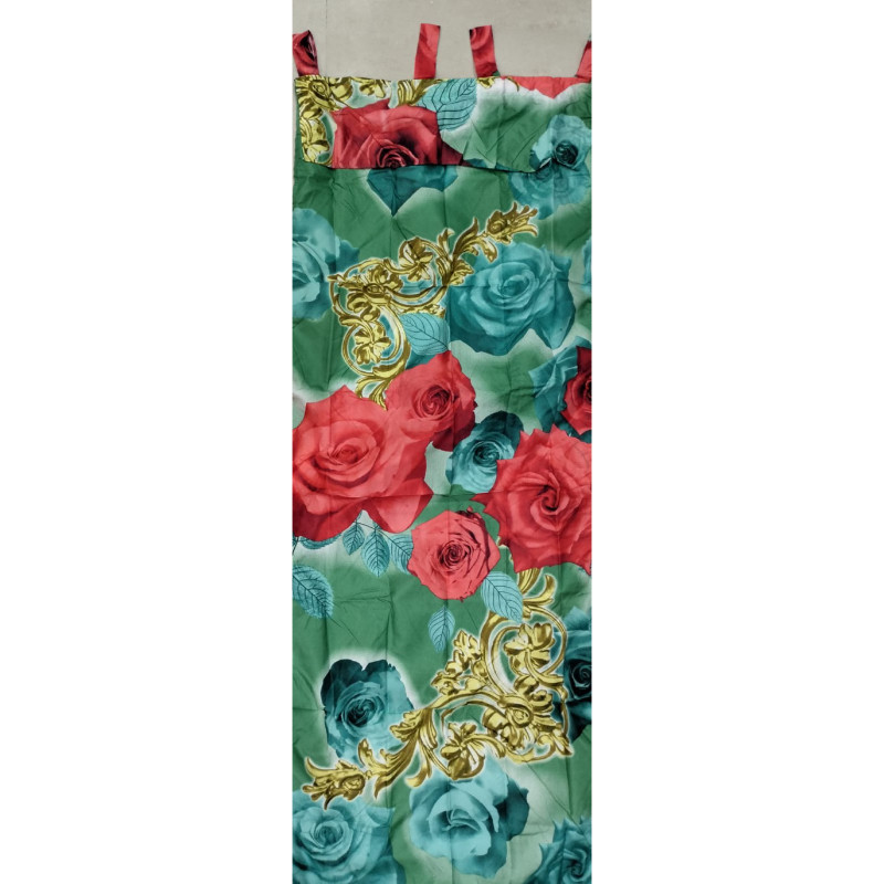 HOKICHAN [ JENDELA ] GORDEN JENDELA TALI + PONI MOTIF BUNGA MAWAR MERAH HIJAU