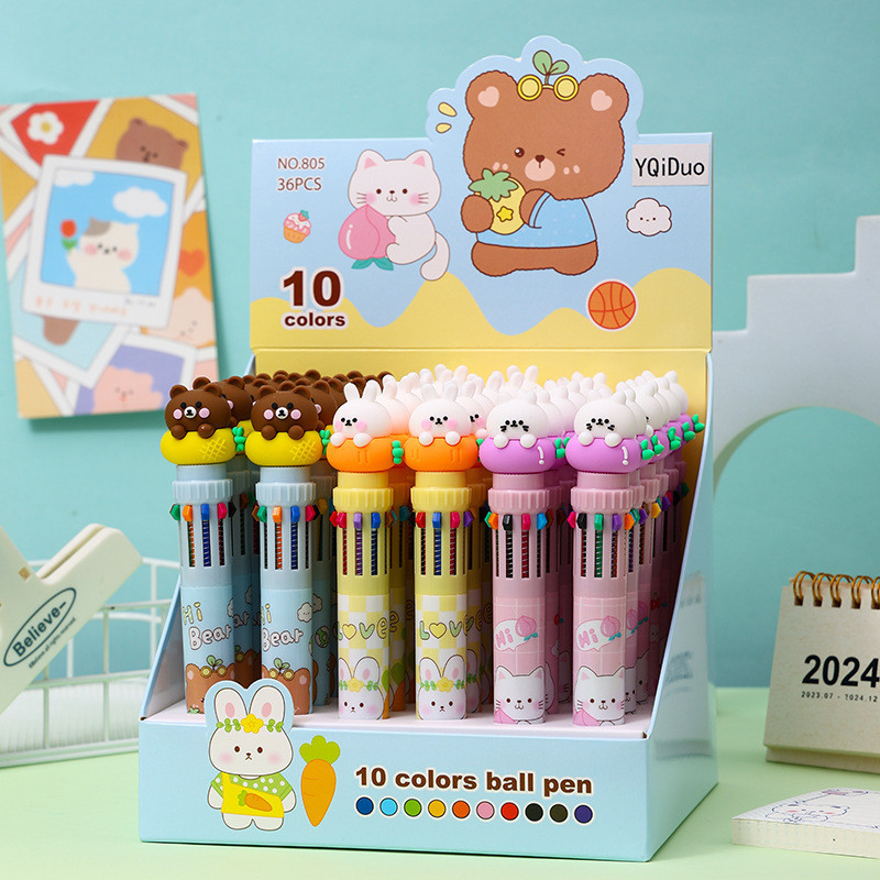 

PULPEN 10 WARNA TINTA BERBEDA DENGAN KARAKTER 3D PADA BAGIAN ATASNYA MOTIF ANIMAL PLANETS KAWAII