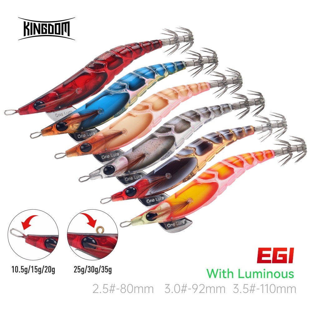 Kingdom EGI SHRIMPER Umpan Pancing Umpan Udang 55mm 70mm 80mm 92mm 110mm Umpan Cumi-cumi Umpan Eging