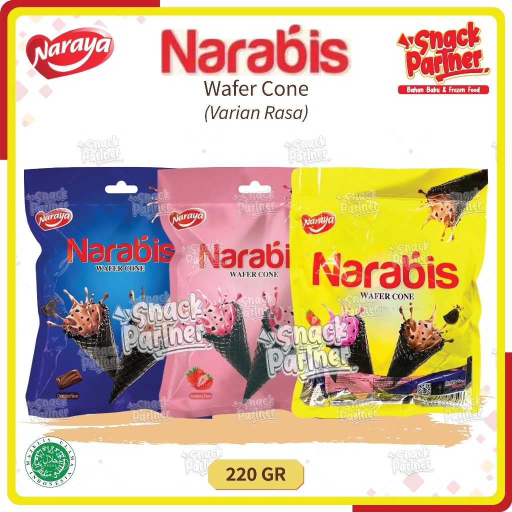 

NARABIS | WAFER CONE 220 GR by NARAYA - Chocolate Choco Coklat Strawberry Stoberi Assortment Mix