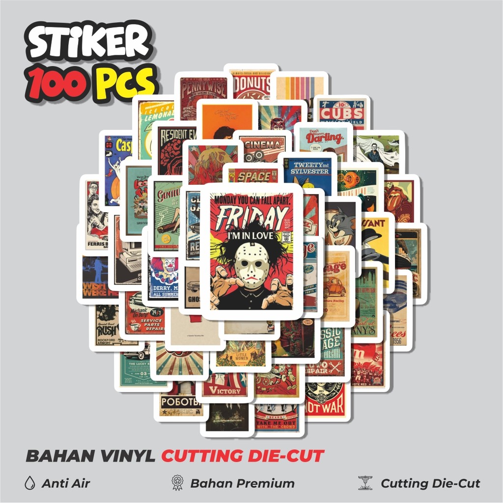 

Terbaru! 50 pcs Stiker Classic Retro Poster Dekorasi Lucu Kreatif untuk Notebook, Skateboard, HP