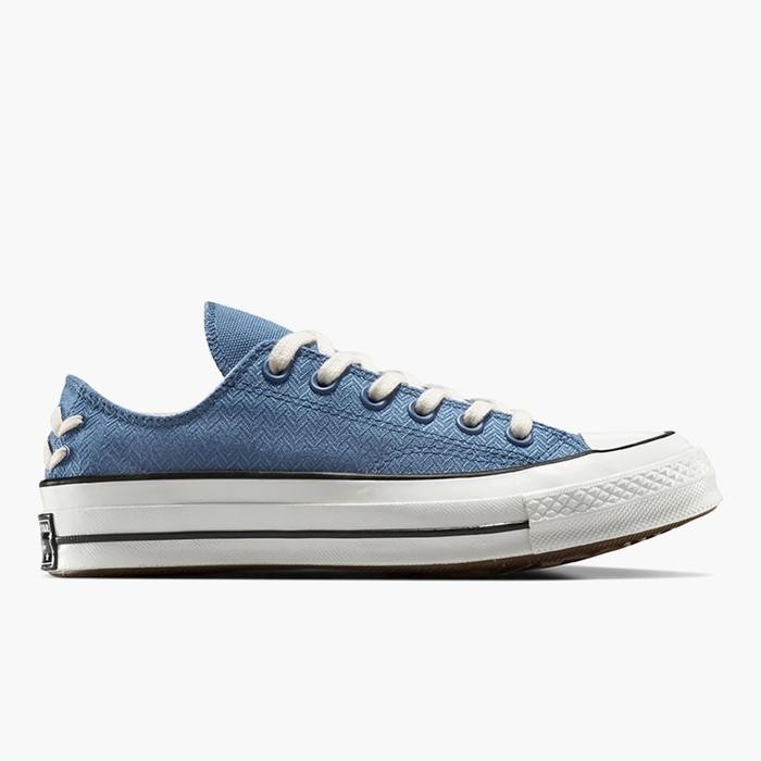 Sepatu Sneakers Wanita Converse Chuck 70 Crafted Laces Lakeside Blue Egret Black Original A12558C
