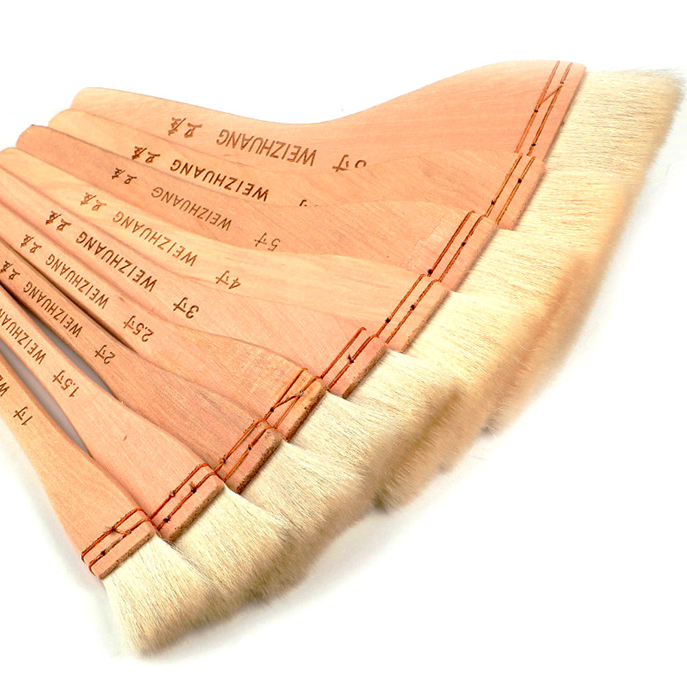 

Wooden Handle Goat Hair Paint Brushes Smooth Sanding Tool Art Supplies for Wall 10 Sizes Watercolor Acrylic Oil Painting Drawing