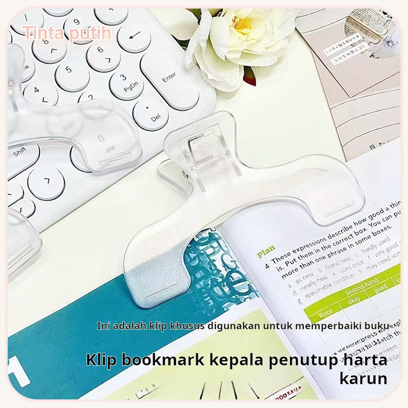 

Klip buku kepala Baogai transparan, klip catatan, klip buku bacaan tetap, klip data anti-balik halaman