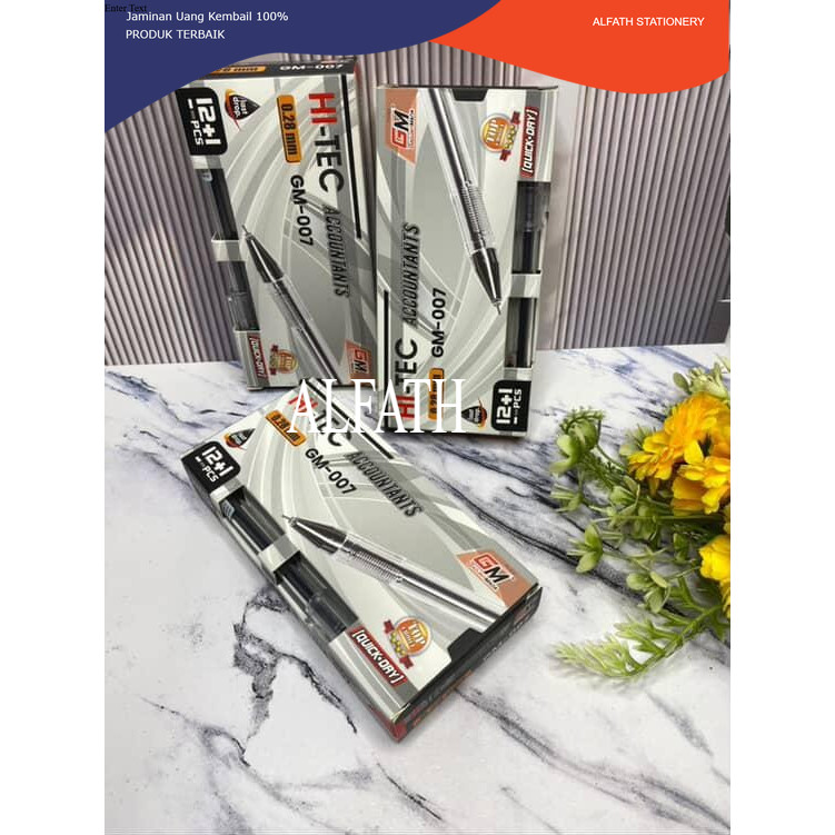 

(1pck) BOLPOIN HITAM/BALLPOINPULPEN HI TECH GAJAH MADA 0.28MM/PEN GEL HITECH HI-TECH Murah/ 12+1