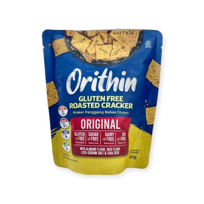 

ORIThin Almond Cracker Snack Gluten Free 60Gr Cemilan Sehat Kaya Serat Tanpa Gluten/Telur/Susu/Gula/MSG/Pengawet - Original, 60gram