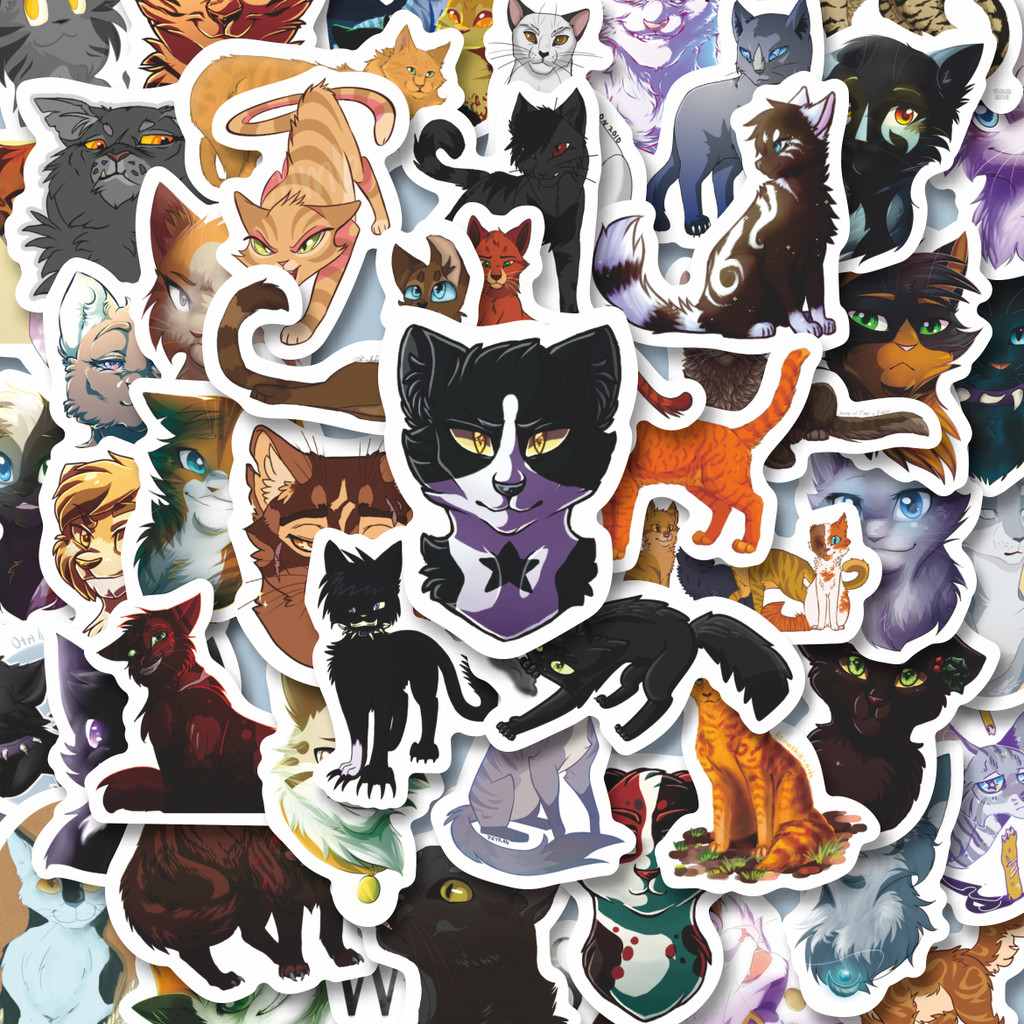 

100PCS Lucu Stiker Hewan Warriors Cats [Prajurit Kucing] Stiker Aesthetic Stiker Anti Air Stikers Berperekat Waterproof sticker decal buat Motor Helm Buku Journal Koper Casing HP Laptop Botol Minum Hadiah anak