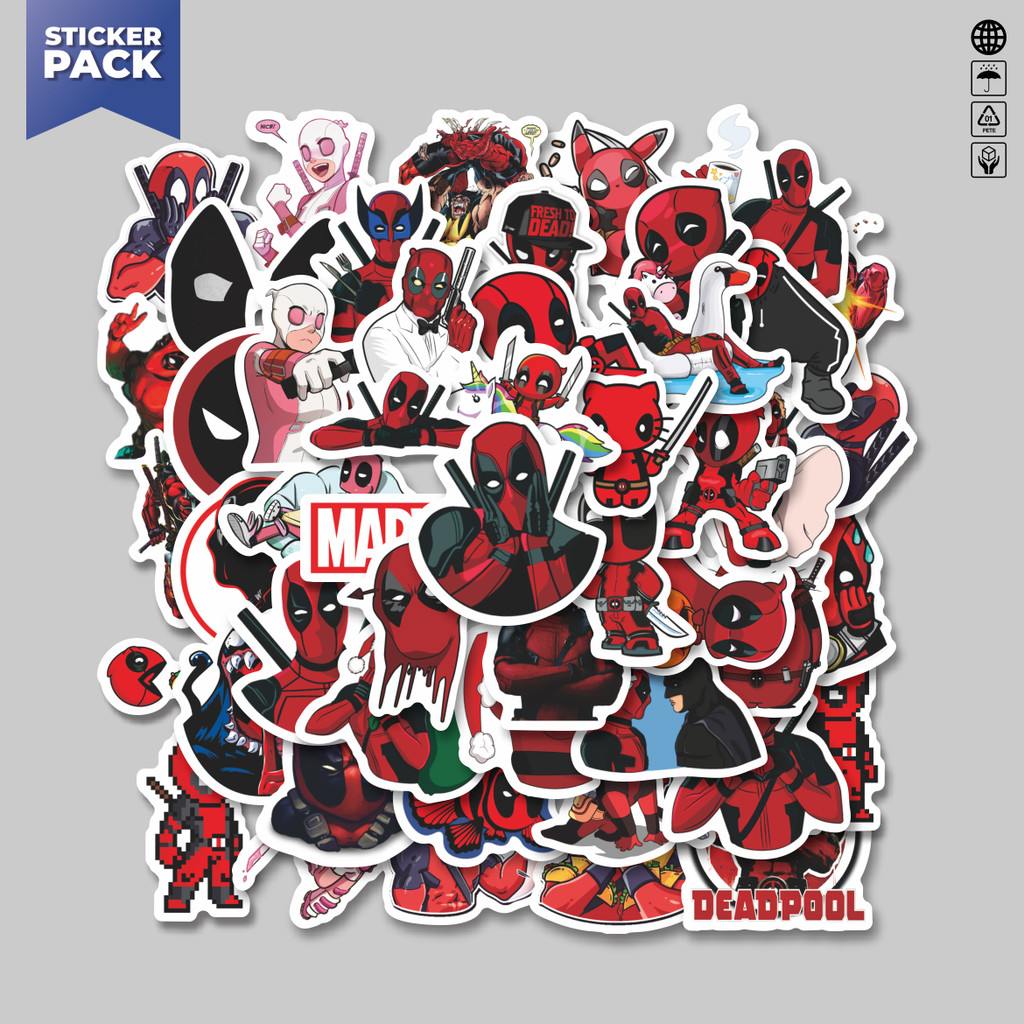 

[100PCS]Stiker Pack Stiker Kartun Dead Pool Aesthetic Vinyl Anti Air Dekorasi Sticker Laptop Buku Journal Koper Helm Casing HP Gitar Helm Skateboard