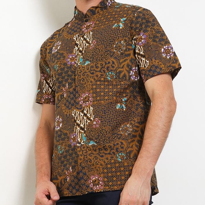 Arjuna Weda Hem Batik Pria Motif Kembang Parang B - Body Fit | Bahan Katun | Lengan Pendek | Kerah S