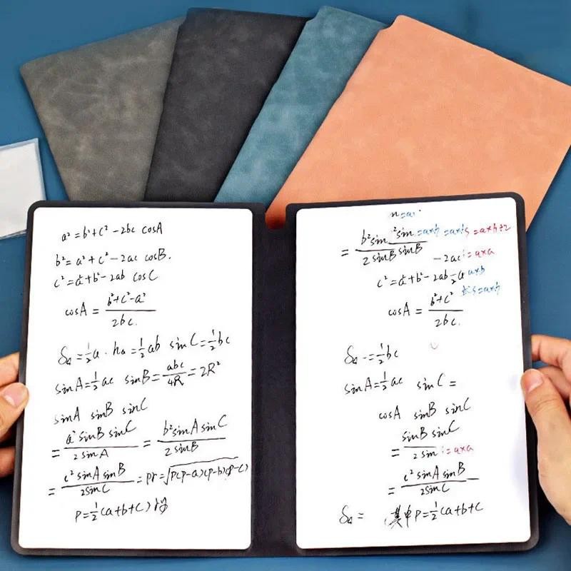 

1 Pcs Reusable Whiteboard Notebook Set With Whiteboard Pen Erasing Cloth Leather Memo Pad Weekly Planner Portable Stylish Office