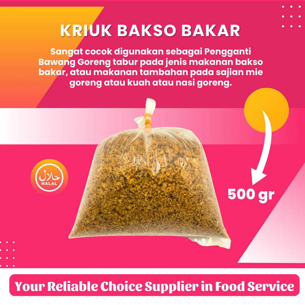 Kriuk Bakso Bakar 500 Gr, Kriuk Kacang Telur Pengganti Bawang Goreng Tabur