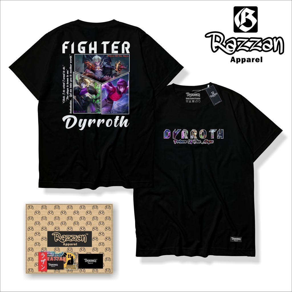 . RAZZAN APPAREL KAOS DISTRO GAMING HERO DYRROTH MOBILE LEGENDS PREMIUM QUALITY BAJU GAMING ML RAZZA