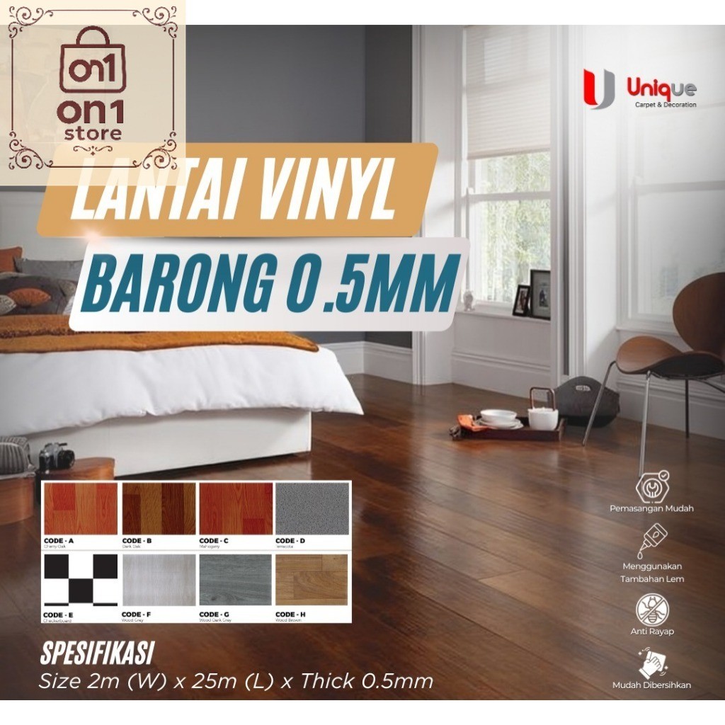 karpet Terbaru / Karpet Vinyl Motif Kayu Tebal 0.5mm Tahan Air