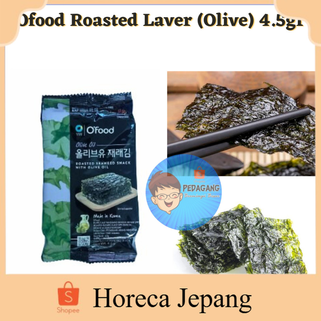 

Ofood Roasted Laver (Olive) 4.5gr/ Chung Jung One Daesang Ofood - Roasted Laver - Seasoned Roasted Seaweed with Olive/ Rumput Laut