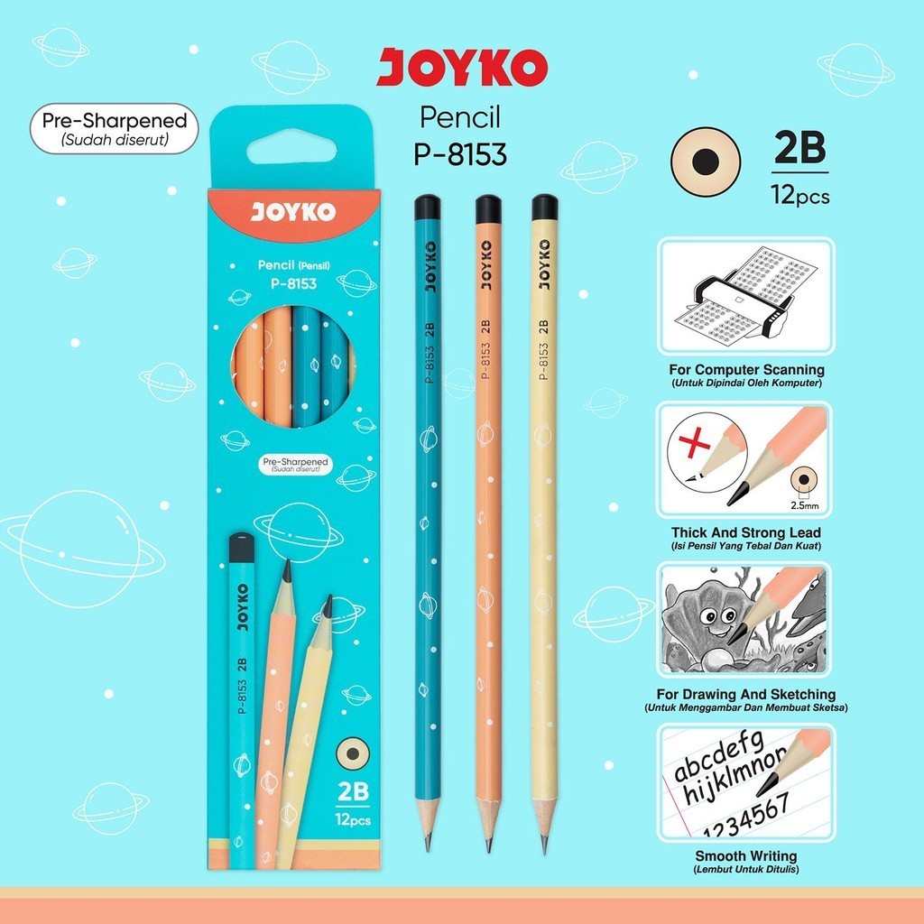 

(12pc) JOYKO Pencil Pensil P-8153 2B