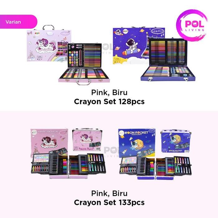 

[POL] COD SNI Crayon Art Set 128pcs & 133pcs Koper Alumunium Besi | Krayon Pensil Warna - 128 pcs, Biru Terlaris