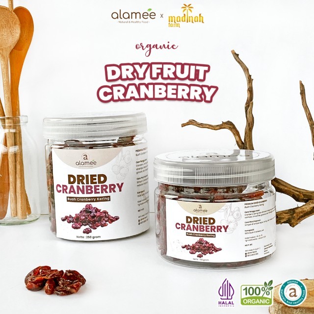 

ALAMEE Cranberry Kering Cemilan Buah Sehat Rendah Kalori Dried Cranberry Natural 100% Premium 250gr madinah