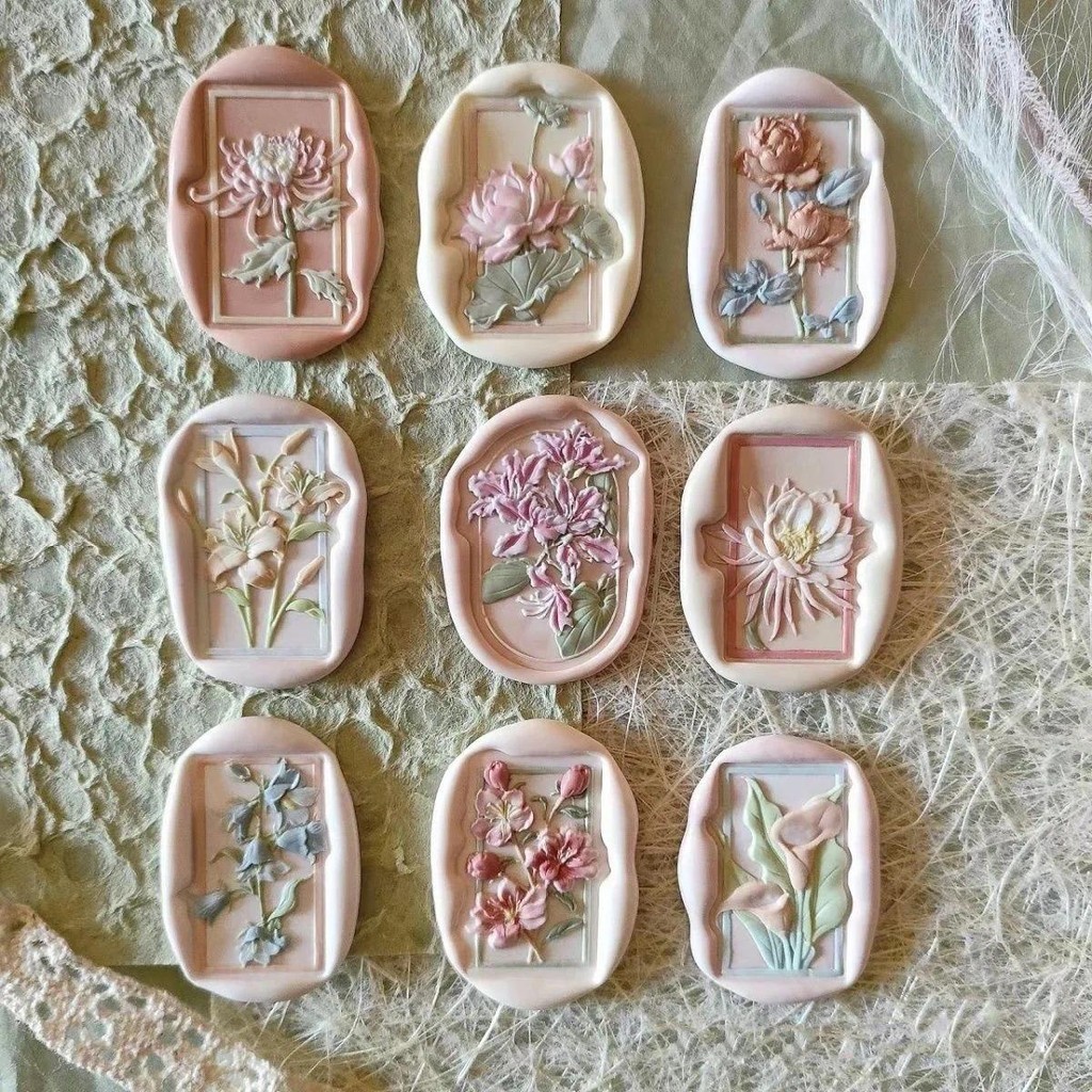 

Flower Fire Seal stamp Multi-Layer 3d Relief Children DIY Toy Hand Ledger Stamp Head Invitation Envelope Sealing Wax Stamp Head