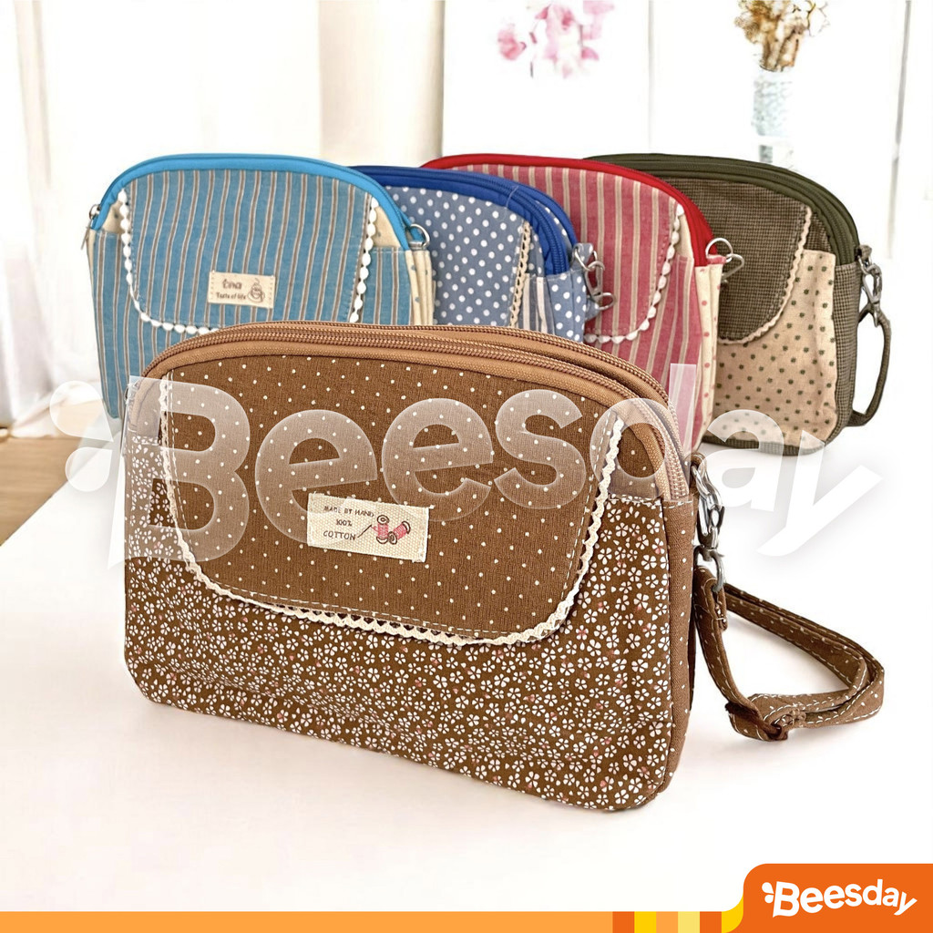Sling Bag Selempang Korean Style Kanvas Remaja Dewasa | Tas Bulat Trendy Wanita