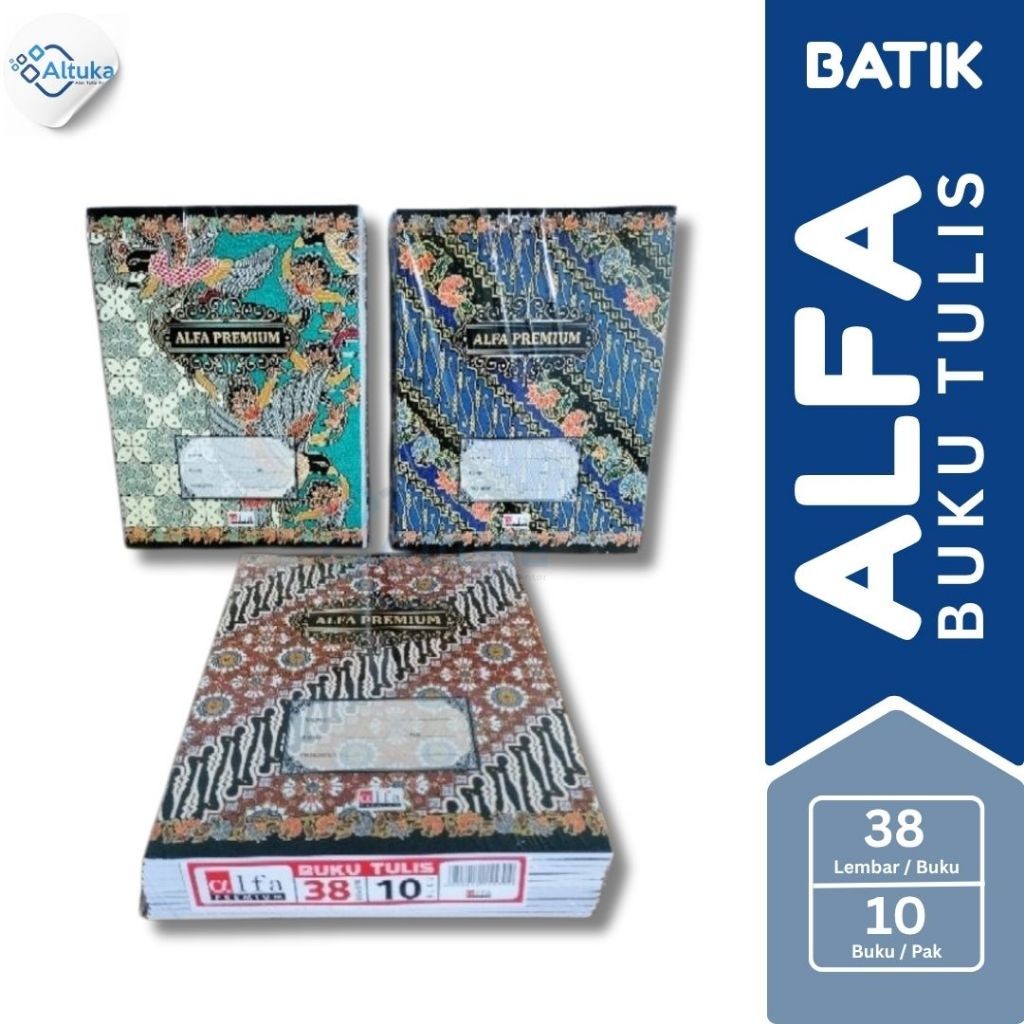 

(10 Pcs) Buku Tulis Kwarto 38 Lembar ALFA Cover Batik Premium / Buku Catatan Harian