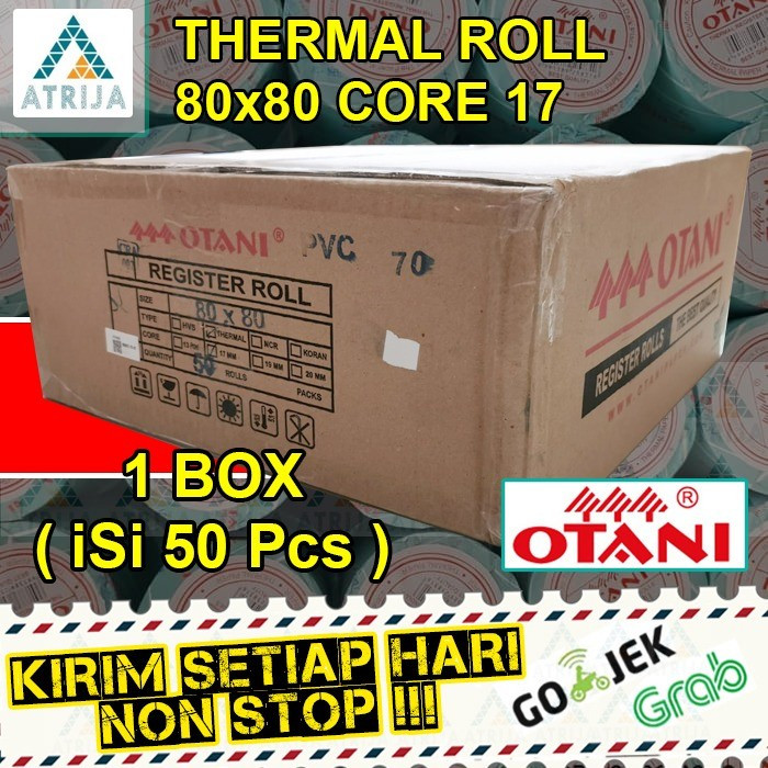 

Thermal Roll 80x80 Core 17. 1 Box (50 Roll). Kertas Struk Kasir