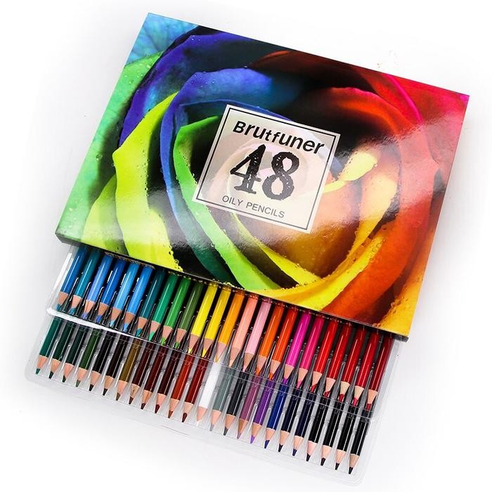 

【M-MT】FLASH SALE!!! Pensil Warna Brutfuner Painting Oil Pencil Artist Color Pencils Set 48 - 48 Oil Pencil