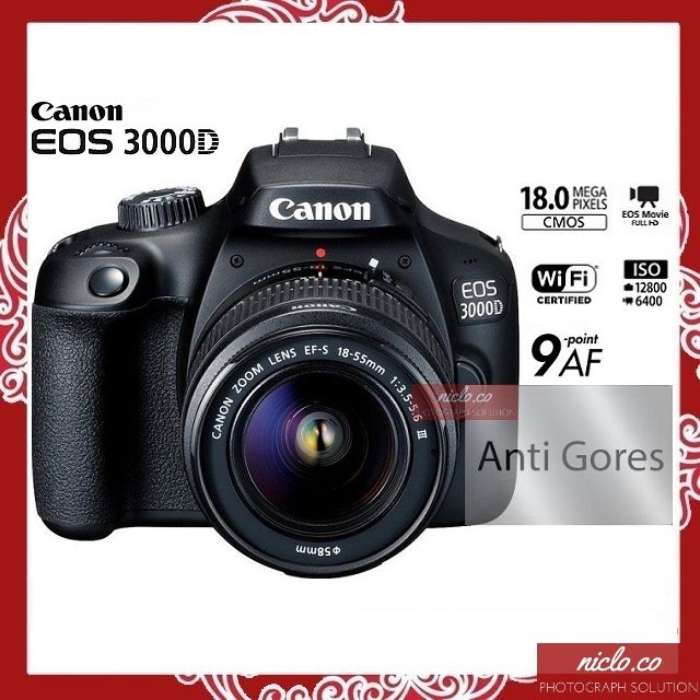 [NEW] KAMERA CANON EOS 3000D + LENSA KIT 18-55MM WiFi -  1 TAHUN - CAMERA DSLR 1200d 1300dCO