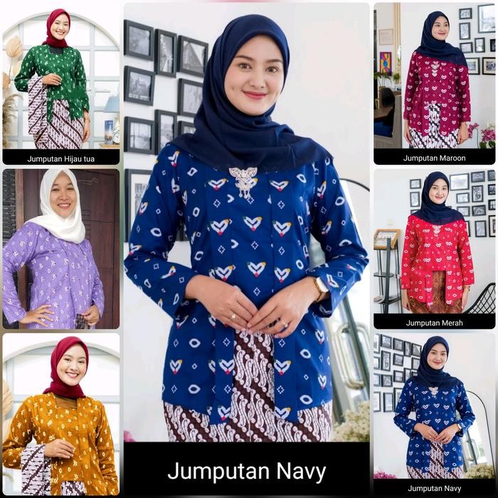 

XXL XXXL Kebaya Kutubaru Jumbo Batik Jumputan Kembang Maroon Pink Gold