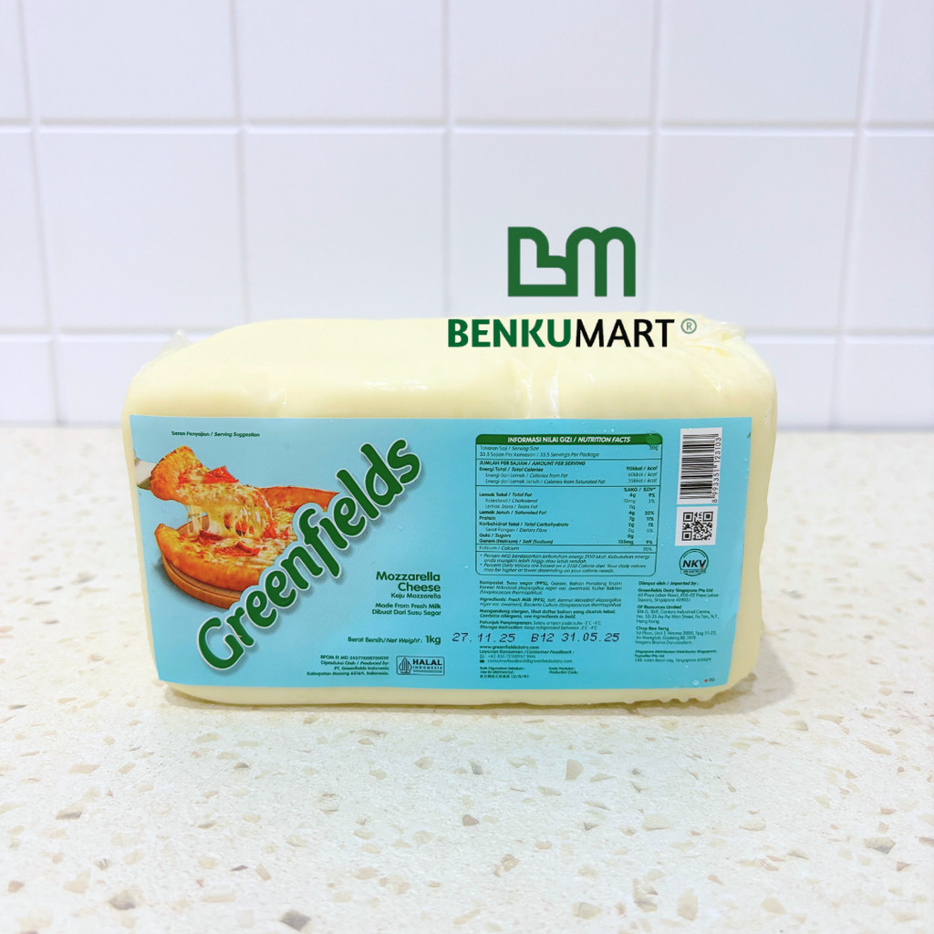 

[KARTON] Keju Mozarella Greenfields (6 x 1 KG) | Mozzarela Cheese | Keju Moza (6 x 1000 gr)