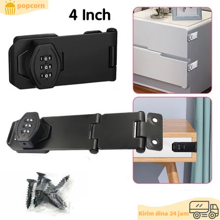 4 Inch Kunci Gembok Pintu Kunci Kode Angka Kunci Gembok Pintu Anti-theft Untuk Lemari Pakaian Pintu