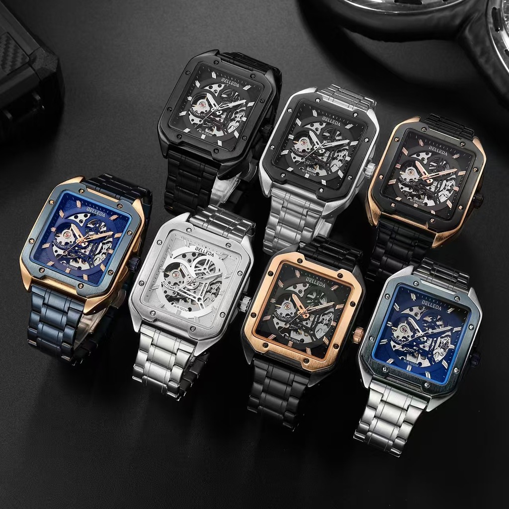 Jam Tangan Pria Belleda 9572 Rantai Automatic Anti Air 50 Meter Luxury Watch
