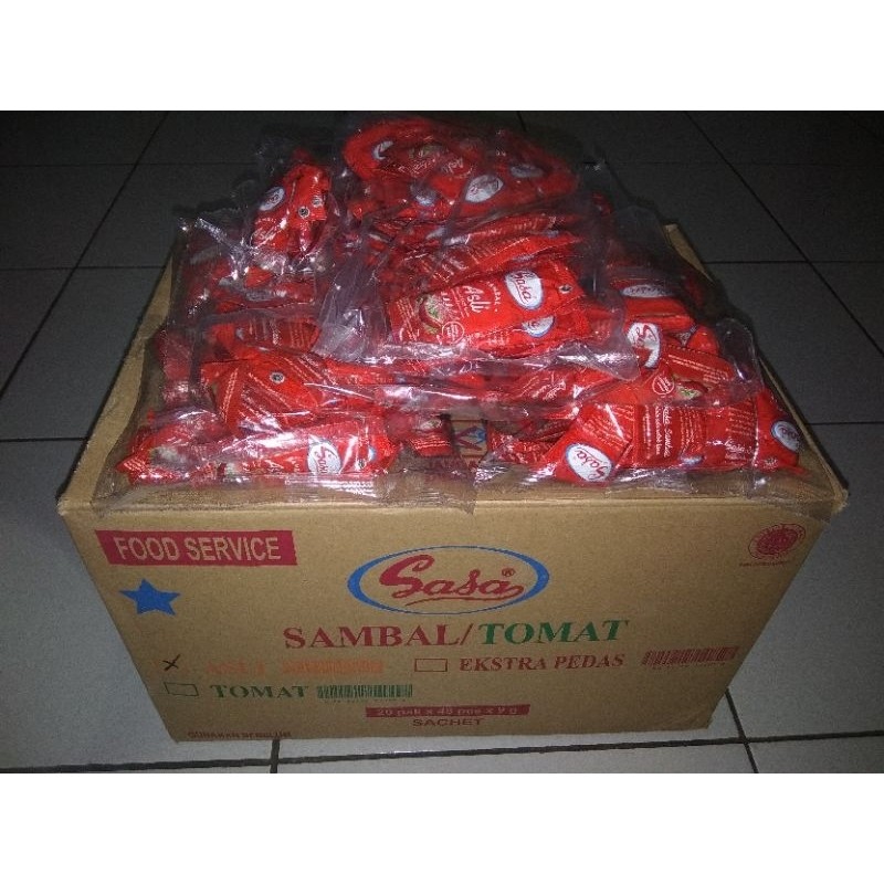 

Kirim Cargo saus sambal atau tomat sasa 1 Dus isi 20 bungkus (48 sachet/bungkus)