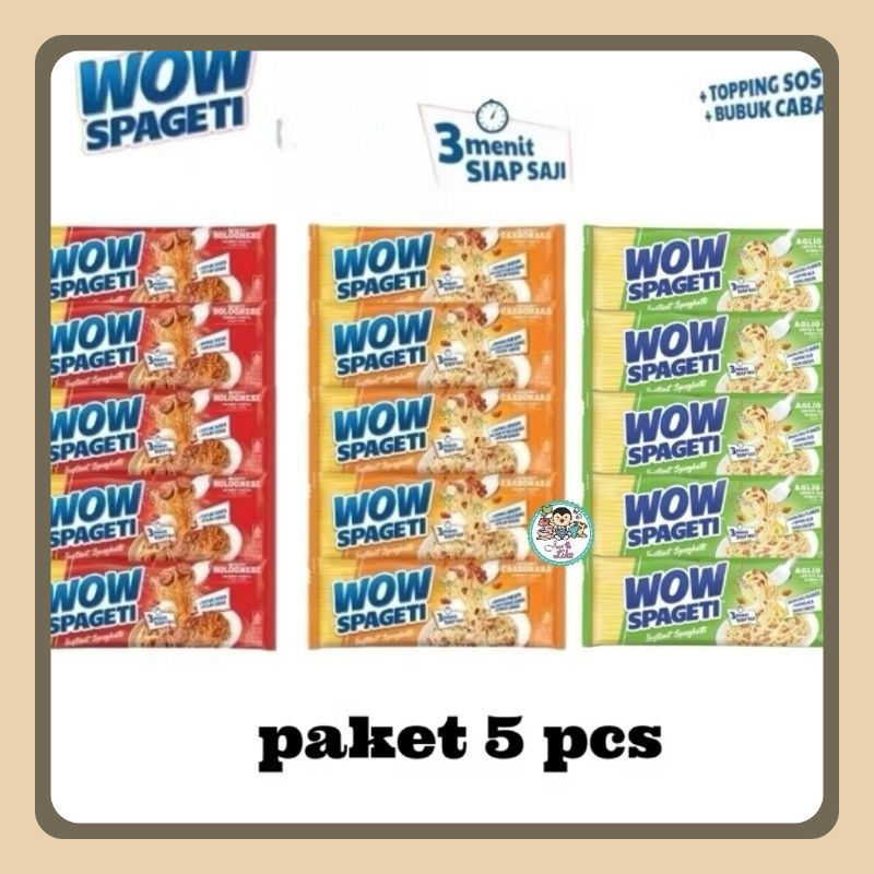 

WOW SPAGETI Paket 5pcs & Ecer 1 pc Carbonara 88g Bolognese 84g