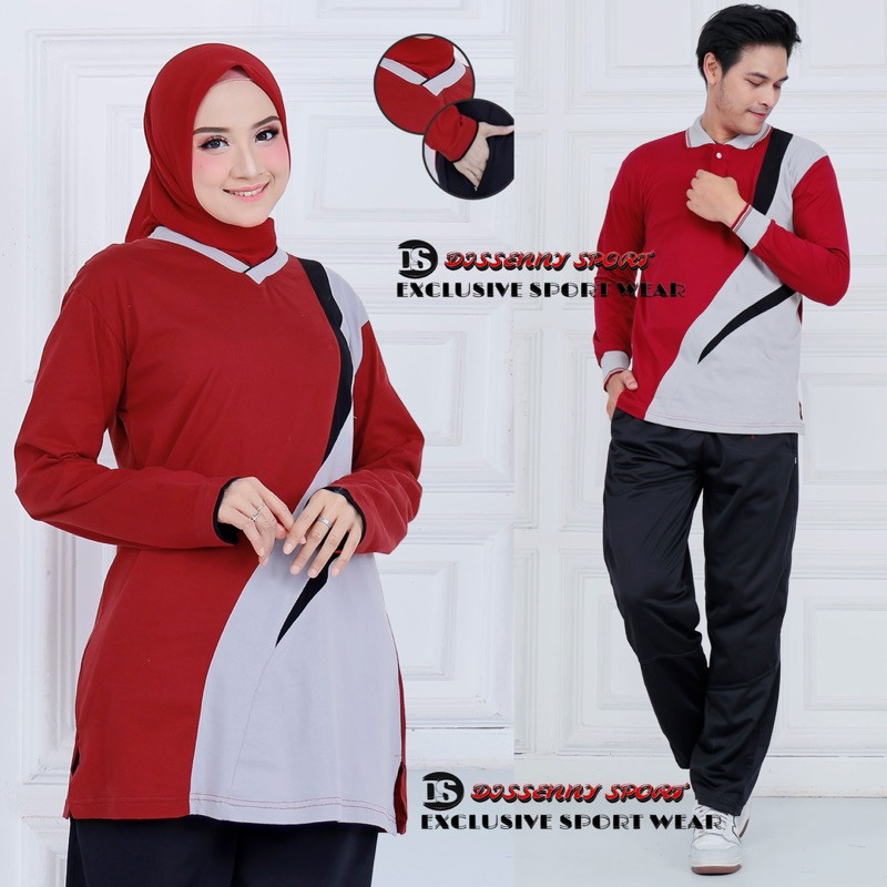 AZHAR.ID TERBARU COUPLE Stelan Kaos Training Senam Olahraga wanita model muslim // Setelan Baju olah