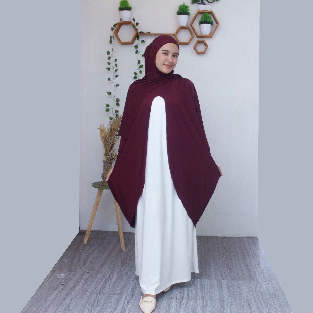 PARXETSHOP  azkadiena alika outer kardigan batwing kaftan dan Hijab Wanita Merah Hijau Hitam Putih